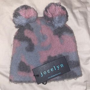 Jocelyn NWT Toddler Pom Pom Hat -pink and gray camo